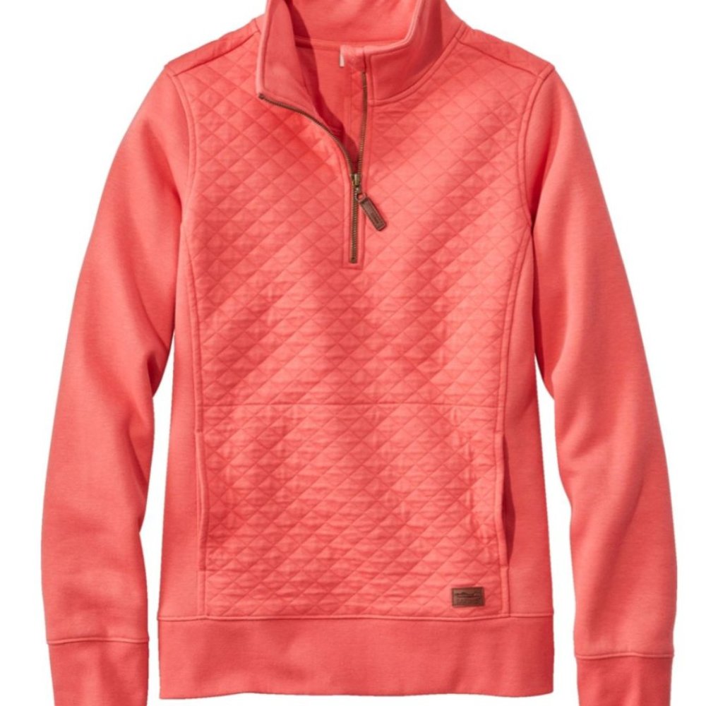 LLBean Quilted ¼ Zip (coral) – S